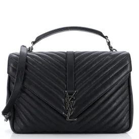 Classic Monogram College Bag Matelasse Chevron Leather Large