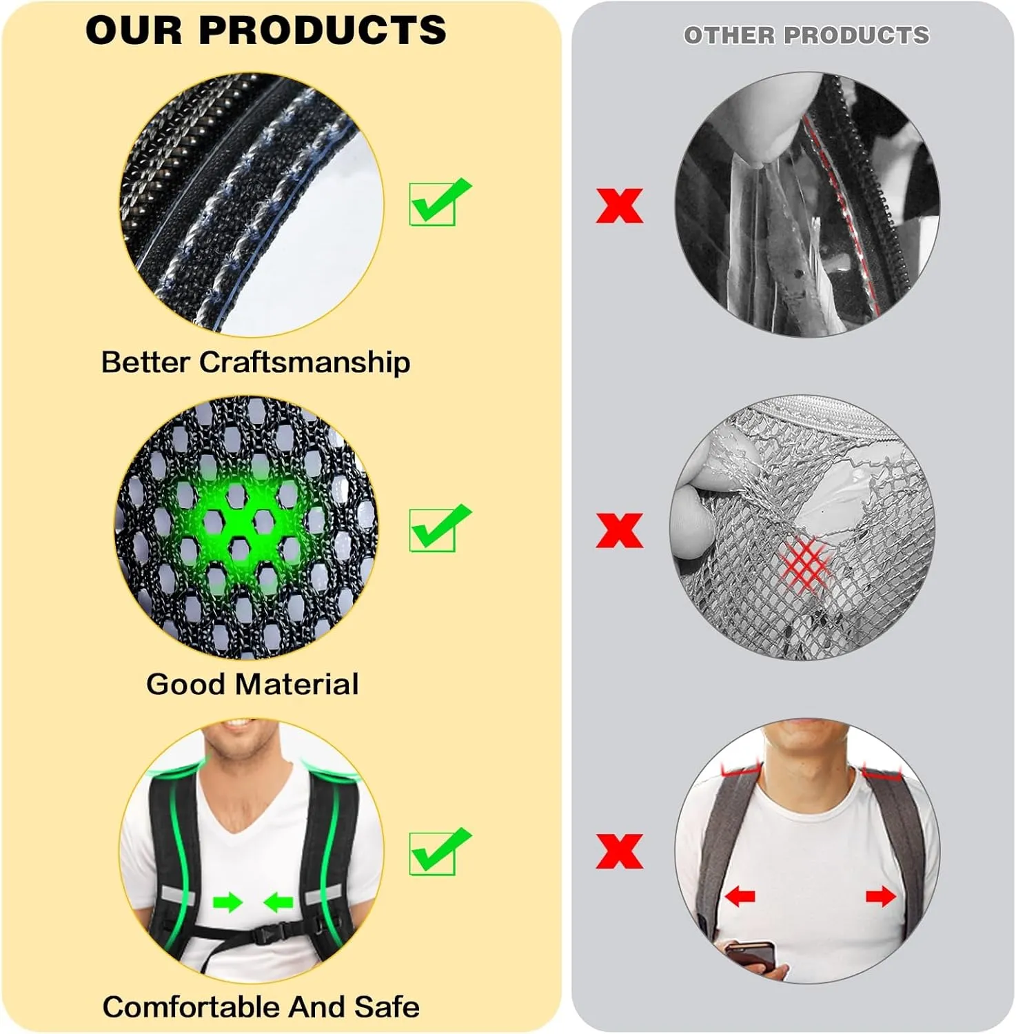 Clear Backpack Heavy Duty Large Transparent Backpack with Reinforced Bottom Multi-pockets for College, Travel, Workplace Security - Black