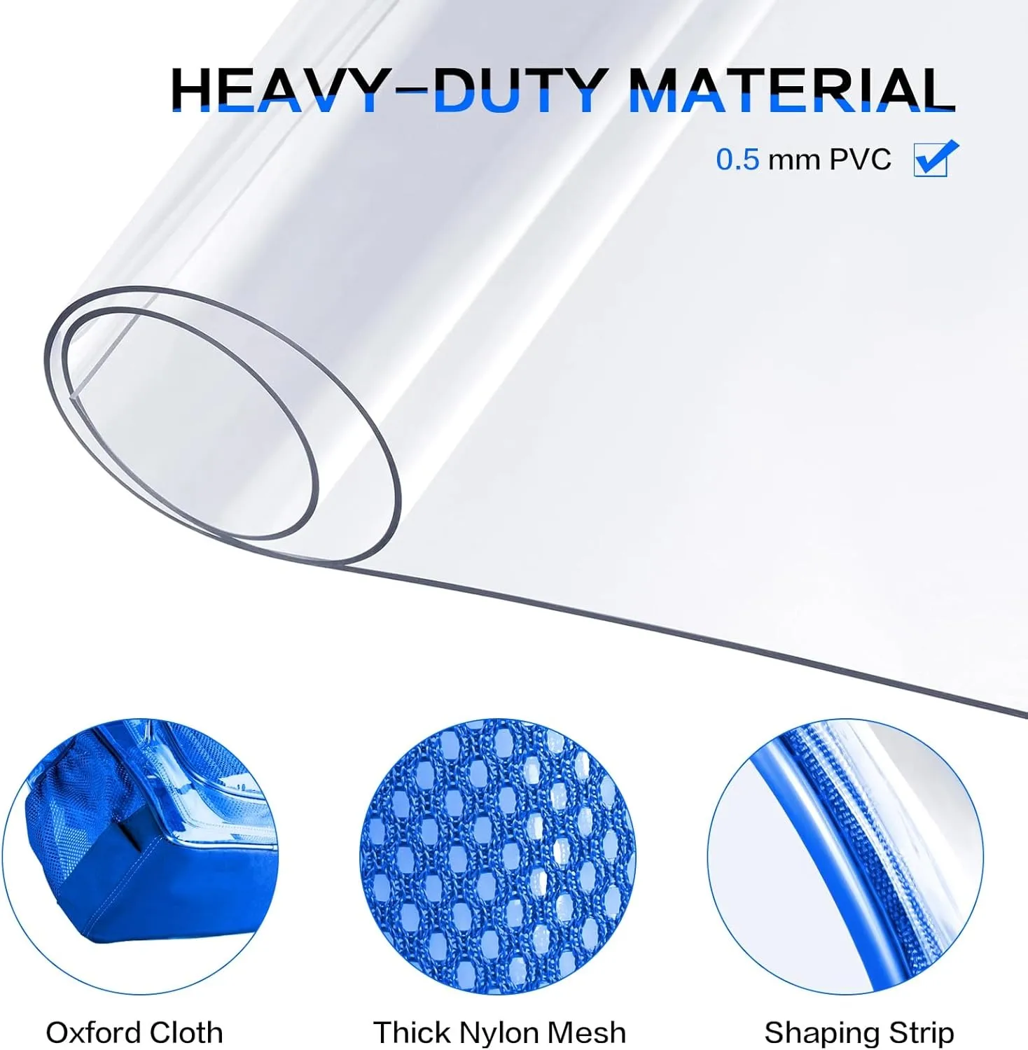 Clear Backpack Heavy Duty Large Transparent Backpack with Reinforced Bottom Multi-pockets for College, Travel, Workplace Security - Blue