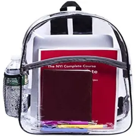 Clear Backpack Security Approved Bookbag  with Black Trim