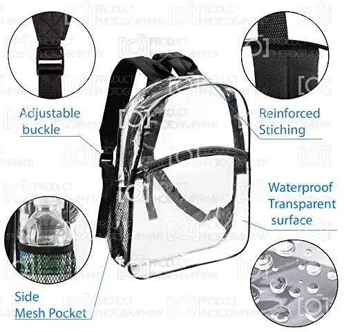 Clear Backpack Security Approved Bookbag  with Black Trim