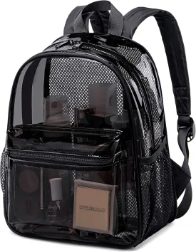Clear Mini Backpack Stadium Events 12x12x6 Small Transparent Backpacks Plastic See Through Bag for Work Festival Security Travel