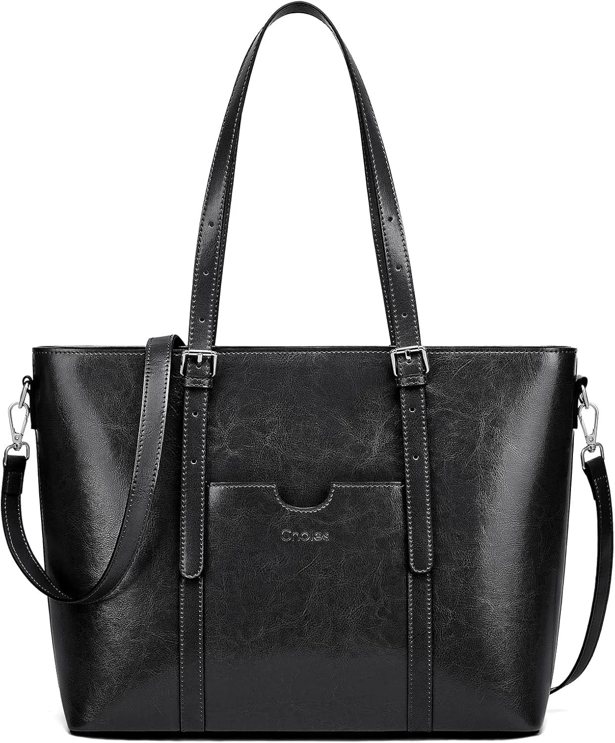 Cnoles Satchel Handbag for Women Ladies Vintage Genuine Leather 15.6 inch Laptop Tote Shoulder Bag Work Purse