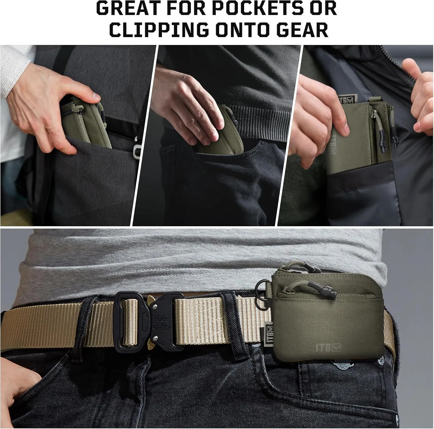 Coin Purse, 500D NYLON Small Coin Pouch for Men, Slim Wallet Minimalist Money Pouch Change Bag Tactical ID Card Holder with YKK Zipper, Father's Day Gifts for Dad