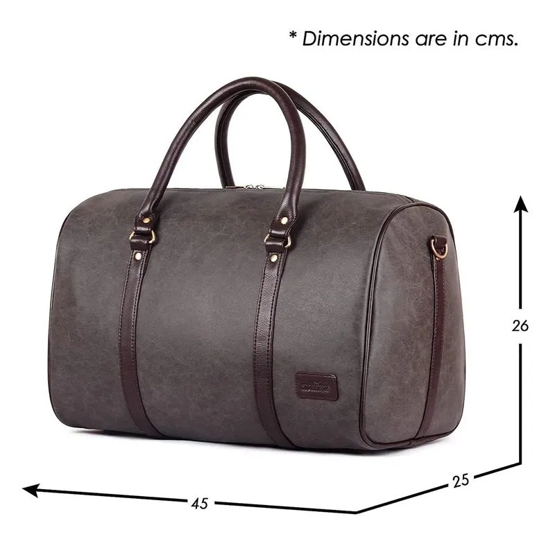 Combo: Lincoln Vegan Leather Duffel Bag & Rex Series 15.6 Laptop Sleeve | Spacious, Stylish | 29L | Ash Grey