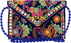 Craft Trade Clutch Bags for Women - Rajasthani Hand Embroidered Mini Crossbody Bag Women's Cluches for Wedding Party Gifts