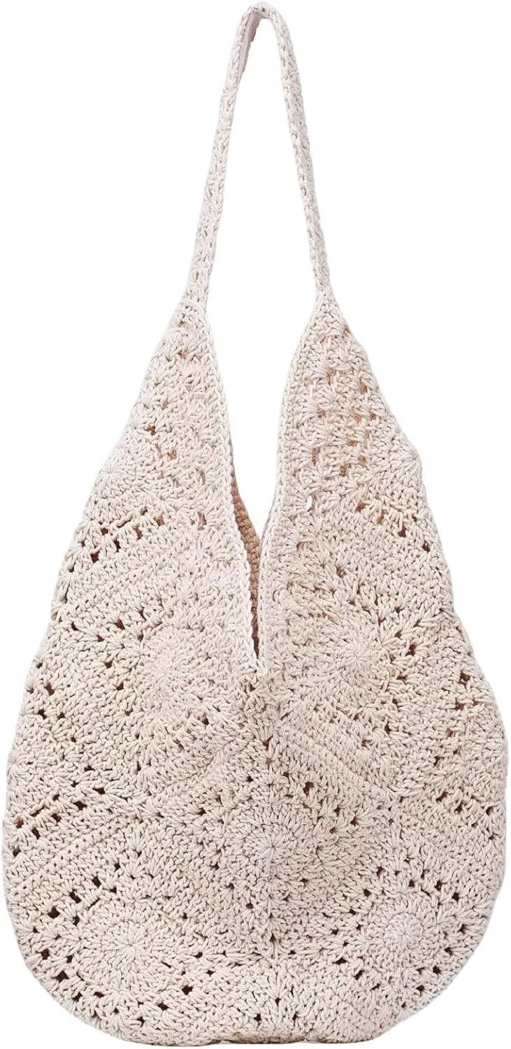 Crochet Beach Bag Beach Bags for Women Soft Summer Beach Tote Woven Purses for Summer Vacation