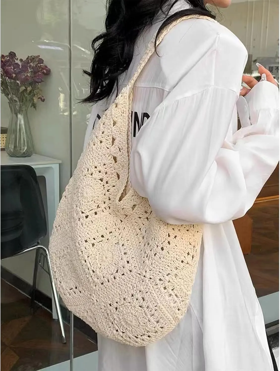 Crochet Beach Bag Beach Bags for Women Soft Summer Beach Tote Woven Purses for Summer Vacation