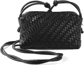 Crossbody Bag For Women Hand Woven Vegan Leather Zip Small Crossbody Bags Shoulder Bag Sling Cross Body Phone Purse