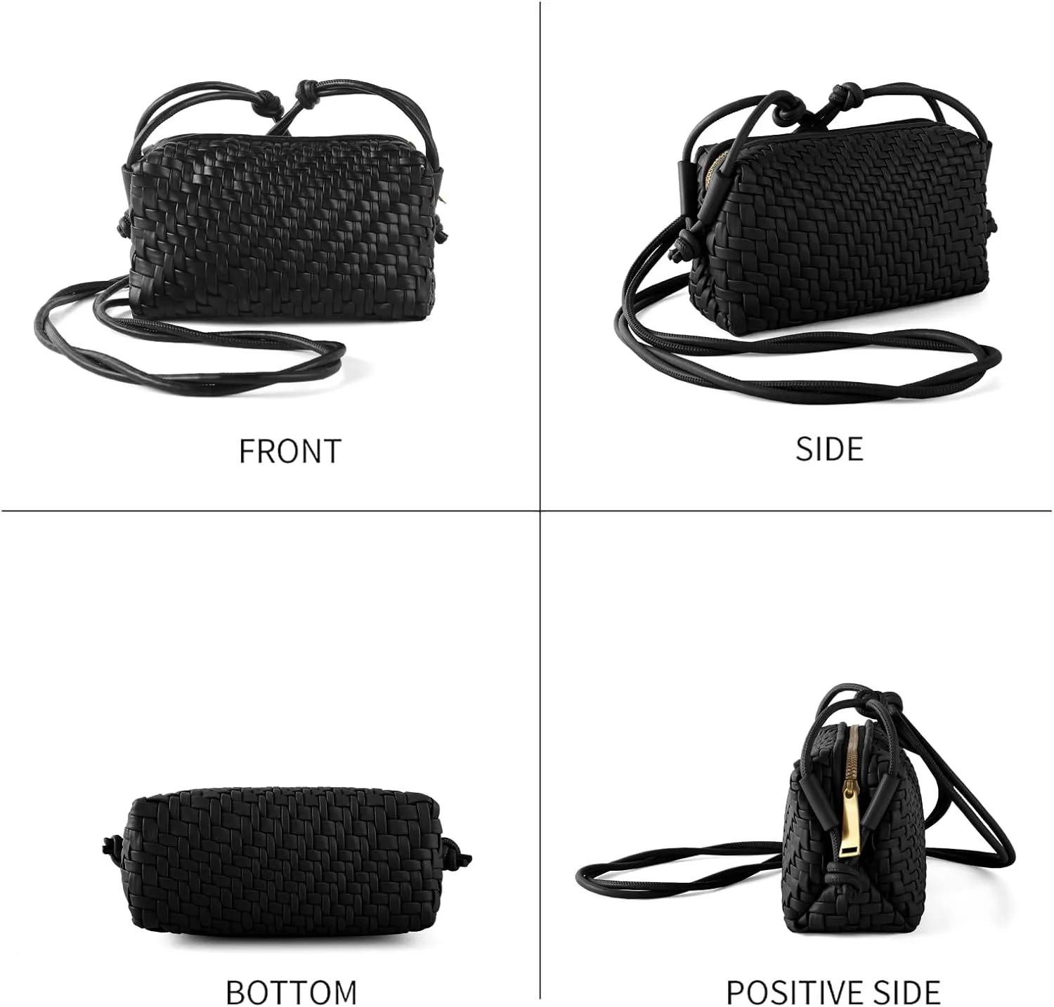 Crossbody Bag For Women Hand Woven Vegan Leather Zip Small Crossbody Bags Shoulder Bag Sling Cross Body Phone Purse