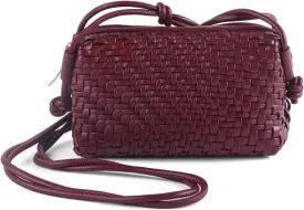 Crossbody Bag For Women Hand Woven Vegan Leather Zip Small Crossbody Bags Shoulder Bag Sling Cross Body Phone Purse