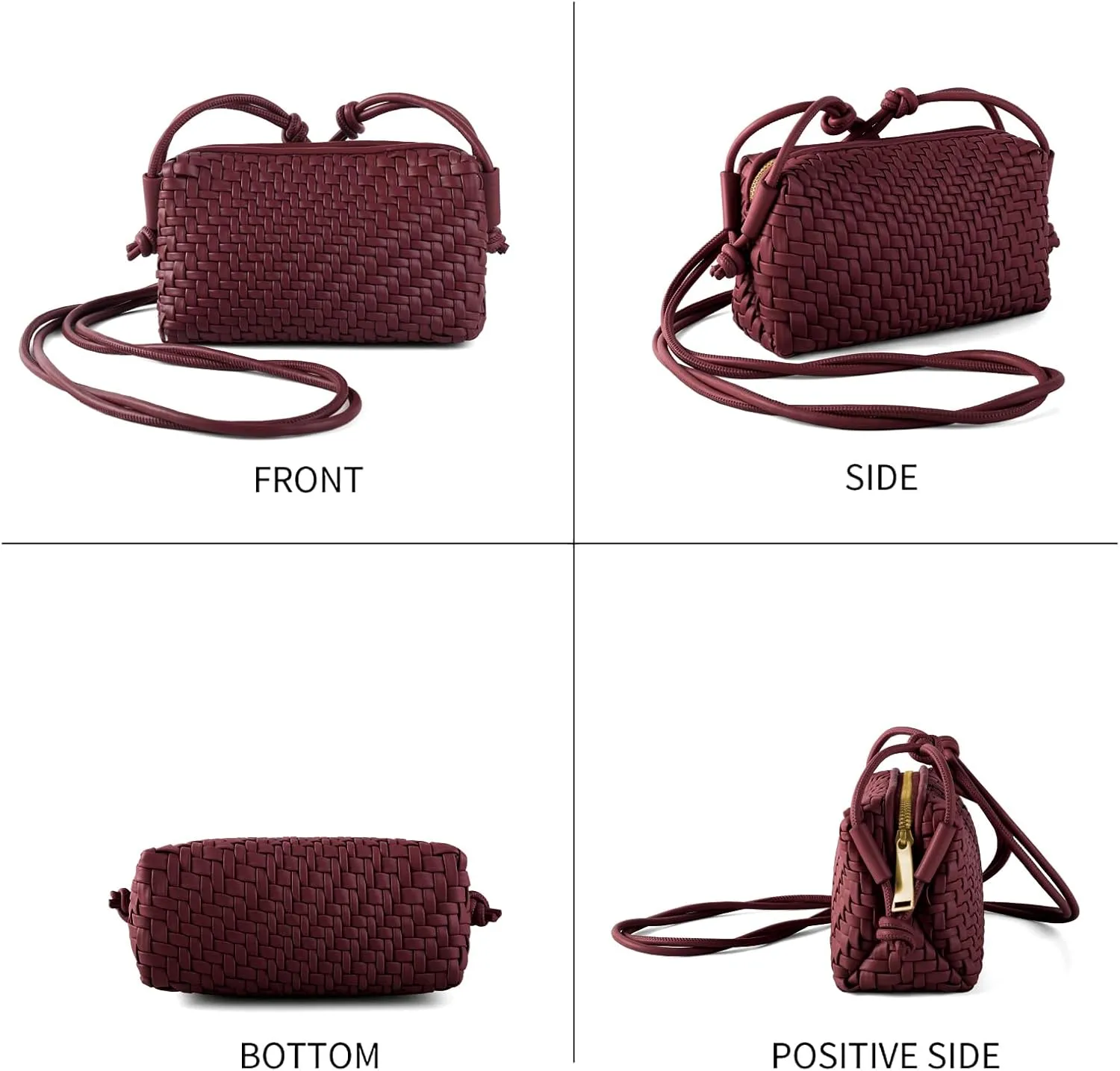 Crossbody Bag For Women Hand Woven Vegan Leather Zip Small Crossbody Bags Shoulder Bag Sling Cross Body Phone Purse