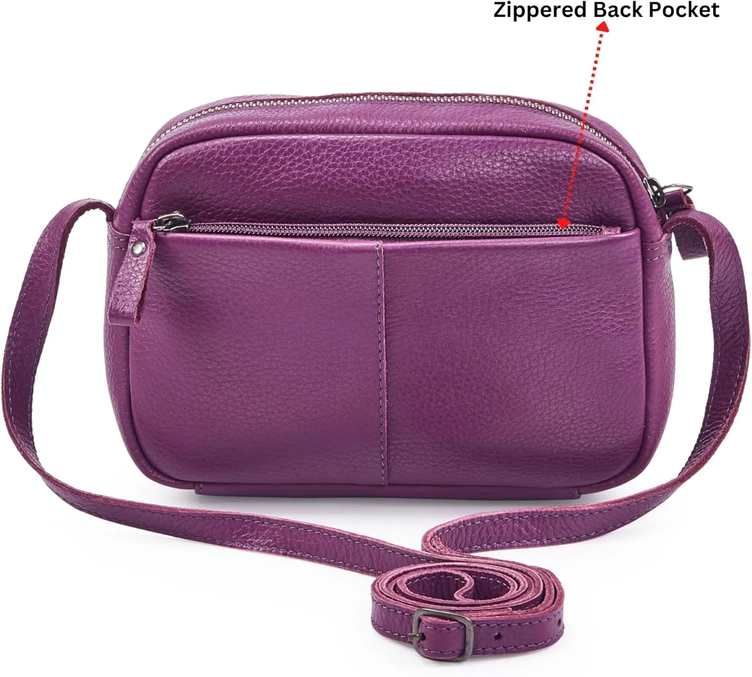 Crossbody Sling Bag for Women Trendy Real Leather Purse Mini Soft Pebbled Crossover with Card Case
