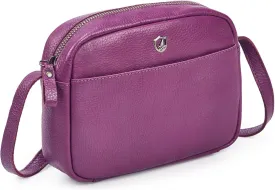 Crossbody Sling Bag for Women Trendy Real Leather Purse Mini Soft Pebbled Crossover with Card Case