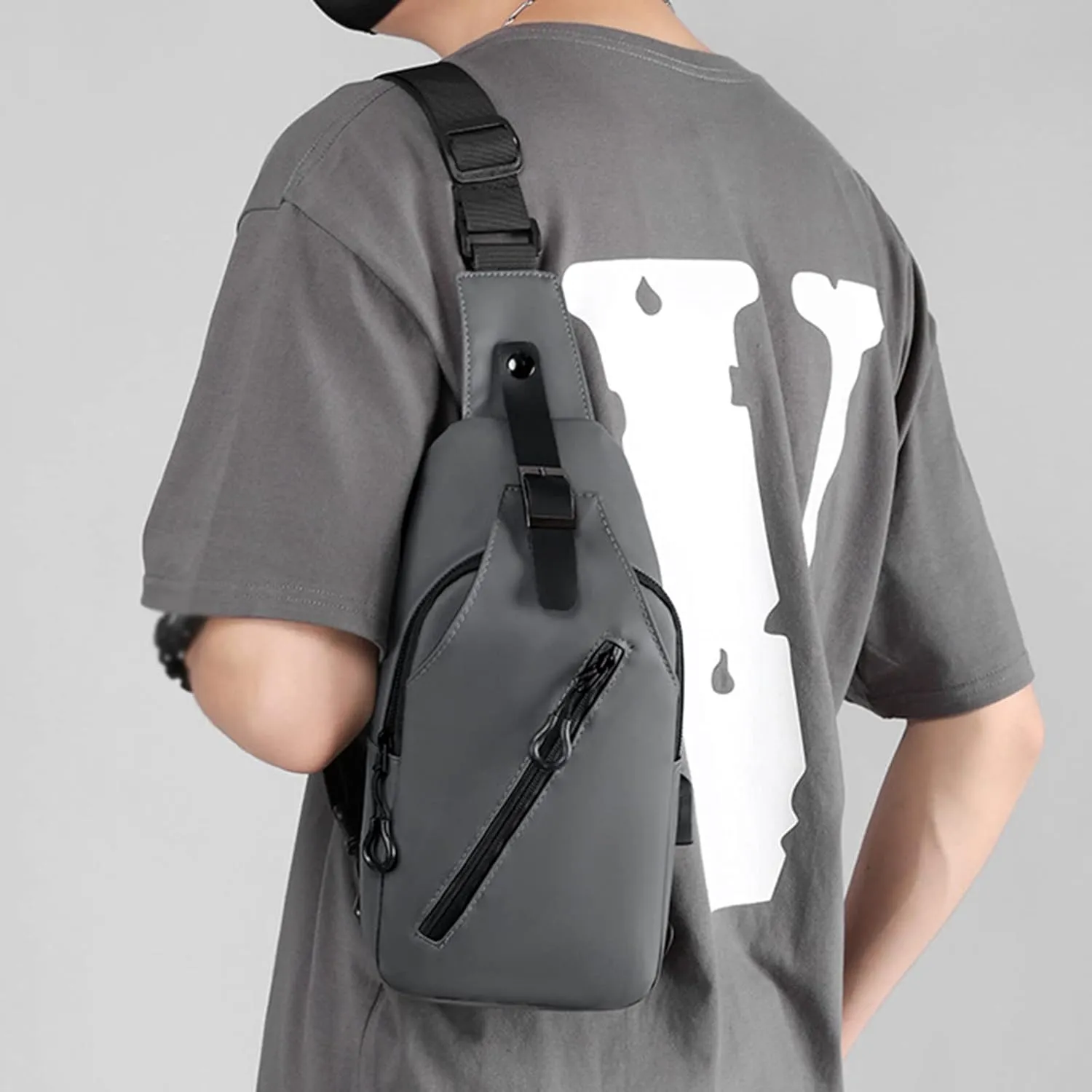 Crossbody Waist Bag Pack Men Shoulder Bags Chest Bag Fashion Linkable Data Cable Bags Outdoor Sports Locomotive