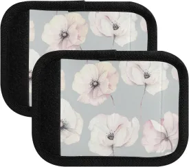 Custom Floral Flowers Poppies Luggage Handle Wrap Hook and Loop Neon Identifier Suitcase Handle Cover Airplane Luggage Tag Suitcase Markers, 4 Pack