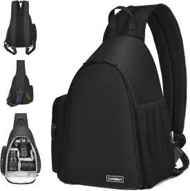 Cwatcun Sling Camera Bag, Camera Shoulder Crossbody Backpack, DSLR/SLR/Mirrorless Camera Case, Shockproof Photography Camera Chest Bag with Tripod Holder, Compatible with Canon/Nikon/Sony/Fuji