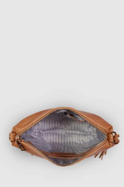 DAISY CROSSBODY BAG CAMEL STRIPE GUITAR STRAP
