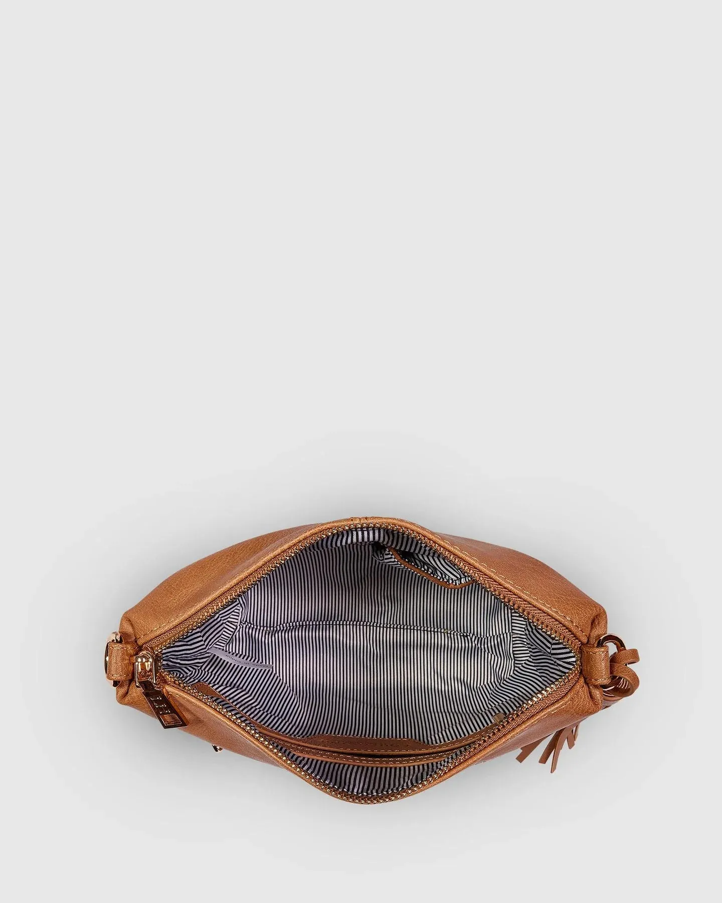 DAISY CROSSBODY BAG CAMEL STRIPE GUITAR STRAP