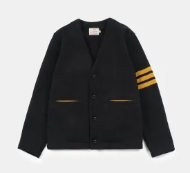 Dehen 1920 - Slouchy Varsity Cardigan - Black/Old Gold