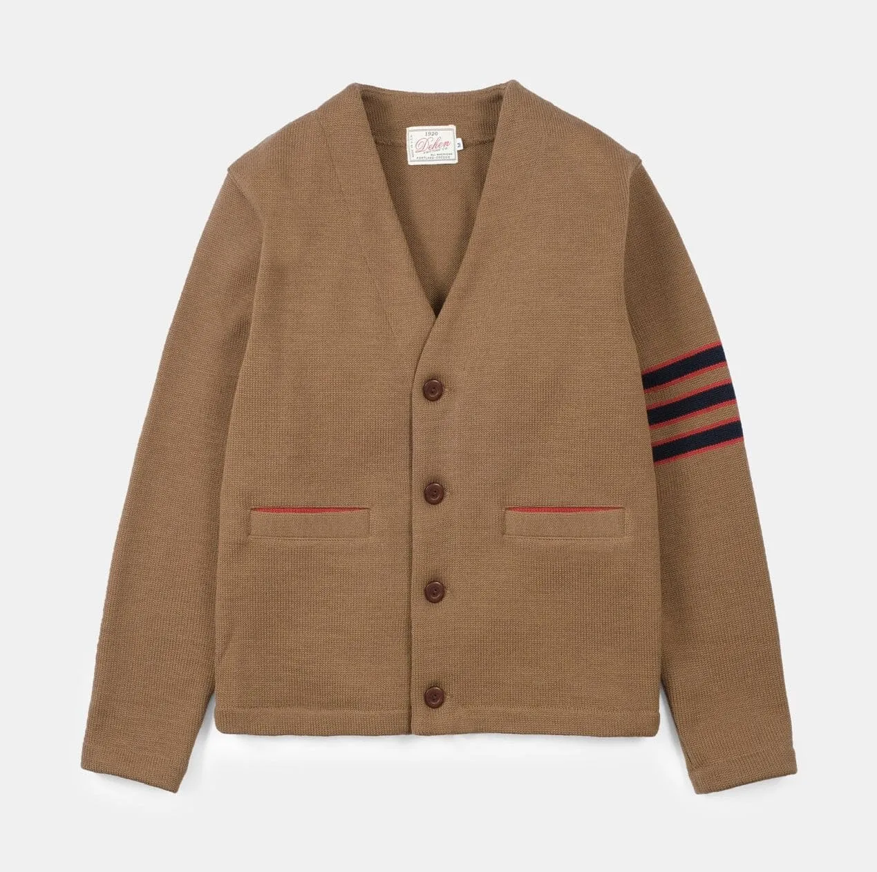 Dehen 1920 - Slouchy Varsity Cardigan - Dark tan
