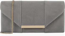 Dexmay Women Faux Suede Envelope Clutch Purse Evening Velvet Handbag Foldover Shoulder Crossbody Bag