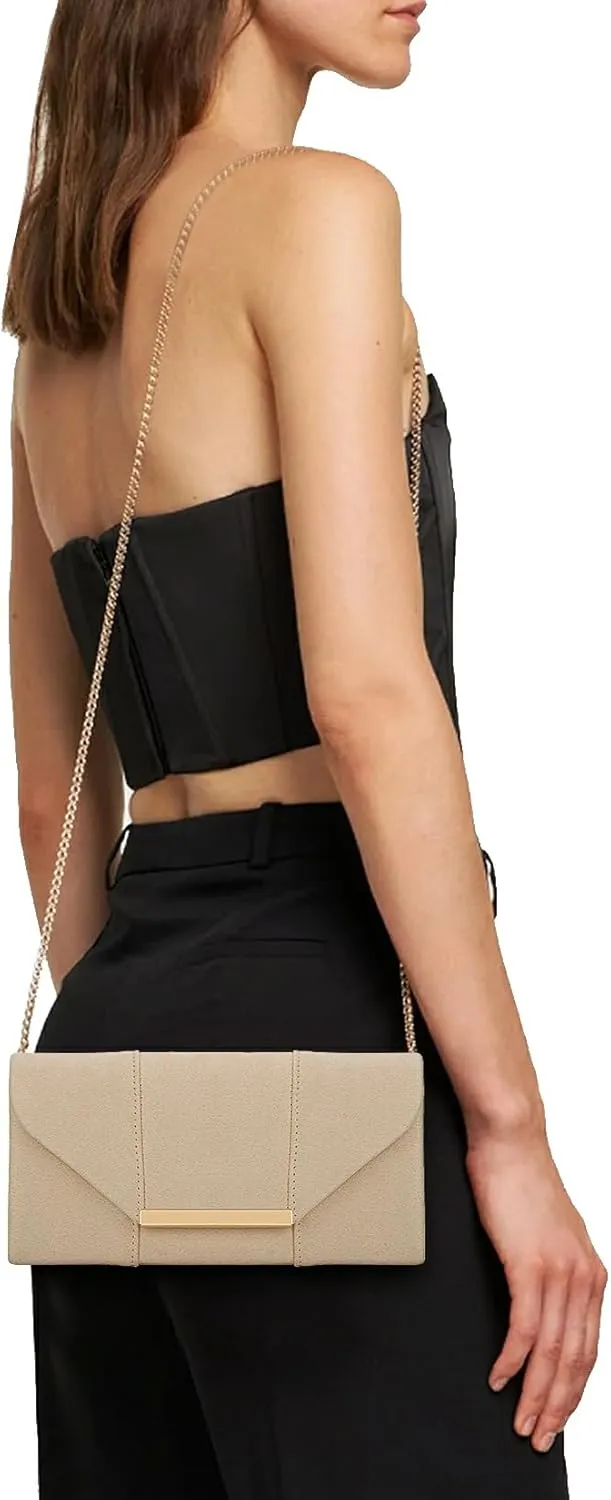 Dexmay Women Faux Suede Envelope Clutch Purse Evening Velvet Handbag Foldover Shoulder Crossbody Bag