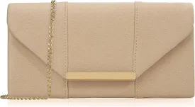 Dexmay Women Faux Suede Envelope Clutch Purse Evening Velvet Handbag Foldover Shoulder Crossbody Bag
