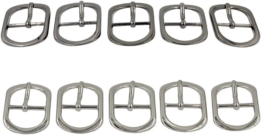 DGOL 10pcs 1 inch Tri-Glide Slide Buckle Zinc Alloy Center Bar Tri Glide Webbing Strap Purse Roller Pin Buckles Silver Gunmetal 5pcs Each