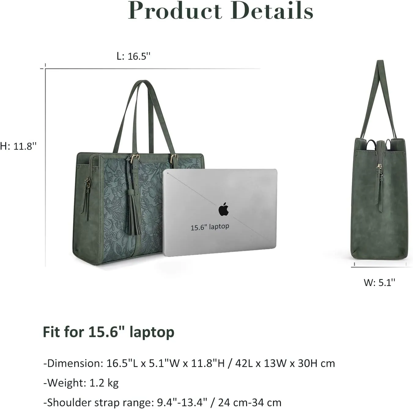 ECOSUSI Laptop Bag For Women 15.6 Inch Work Tote Bags PU Leather Computer Purse For Business Office With 3 Layer Compartments