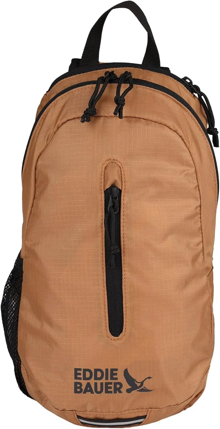 Eddie Bauer Stowaway Packable Sling Bag | Foldable | Travel | Outdoor | Lightweight | Compact | Everyday Carry | Ripstop Nylon | 10L - Tobacco