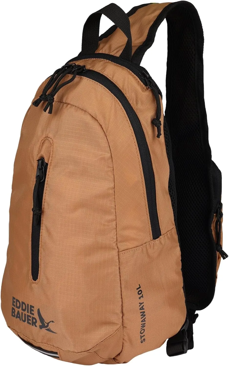 Eddie Bauer Stowaway Packable Sling Bag | Foldable | Travel | Outdoor | Lightweight | Compact | Everyday Carry | Ripstop Nylon | 10L - Tobacco
