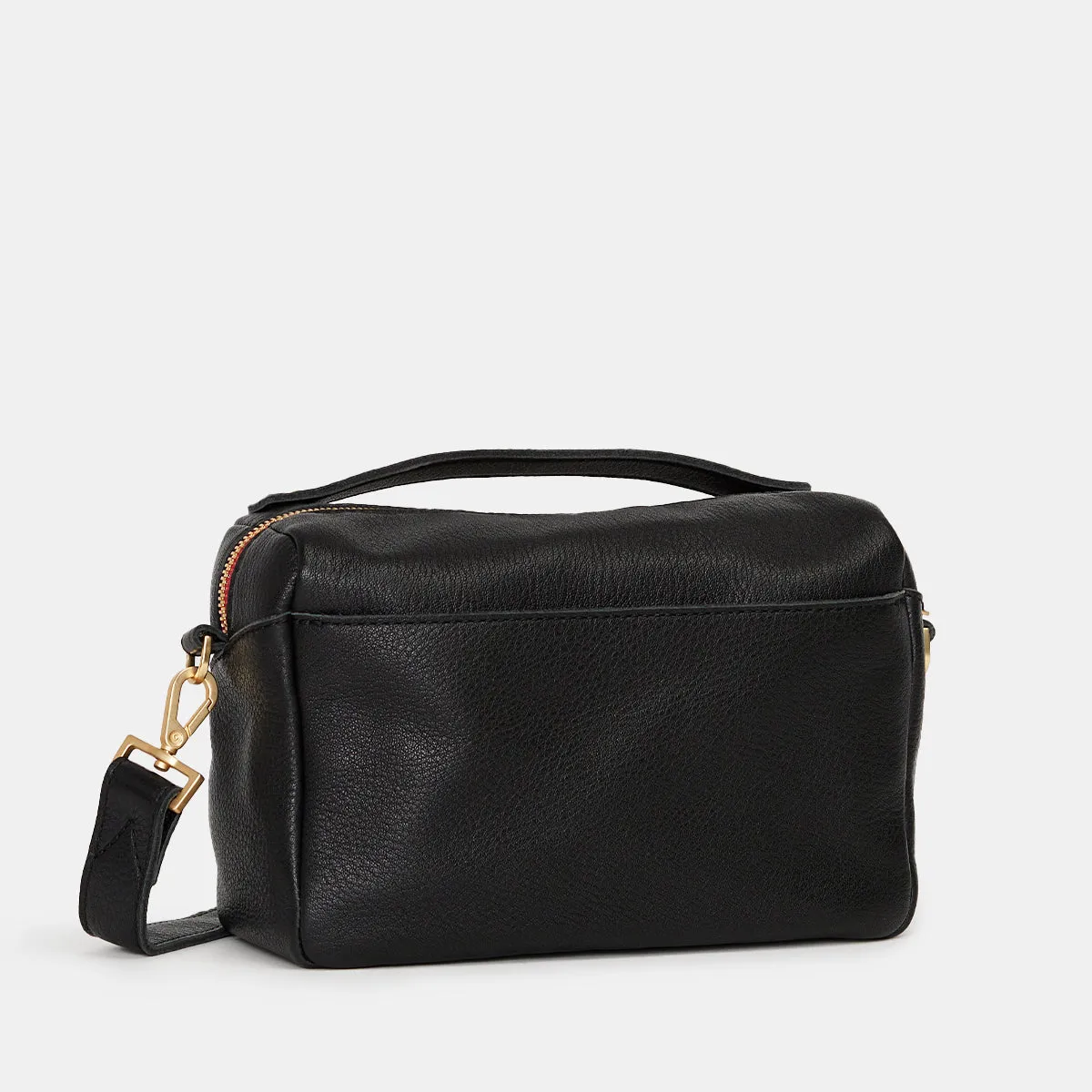 Evan Crossbody | Black/Brushed Gold Red Zip | Sml