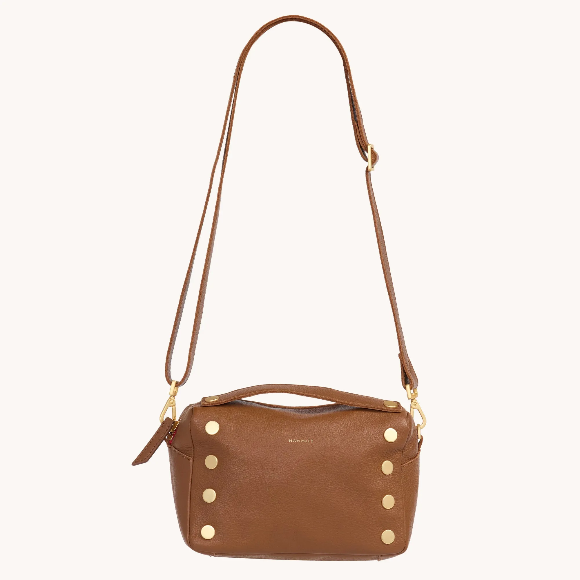 Evan Crossbody | Mahogany Pebble/Brushed Gold Red Zip | Sml