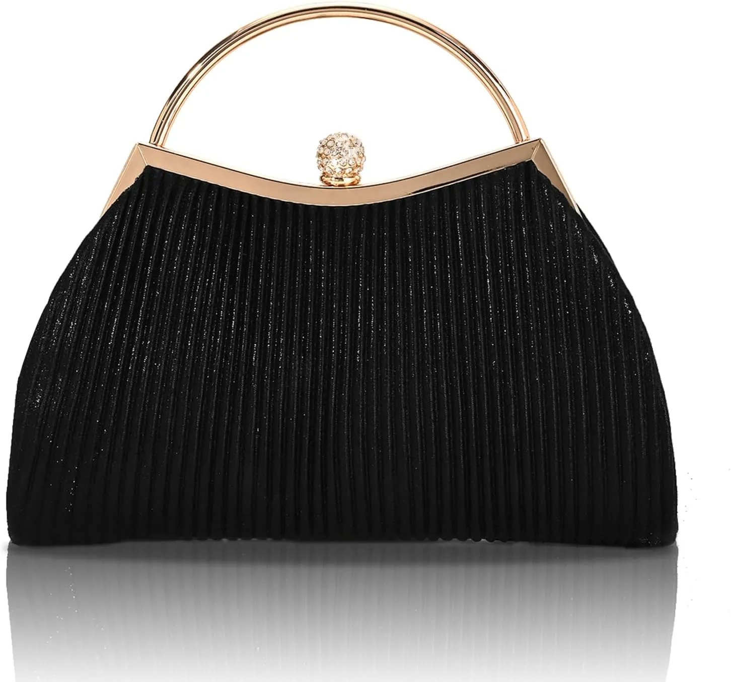 Evening Bag for Women Sparkly Handbag with Chain, Women's Shoulder Bag Pleated Clutch Purse for Wedding, Prom, Party