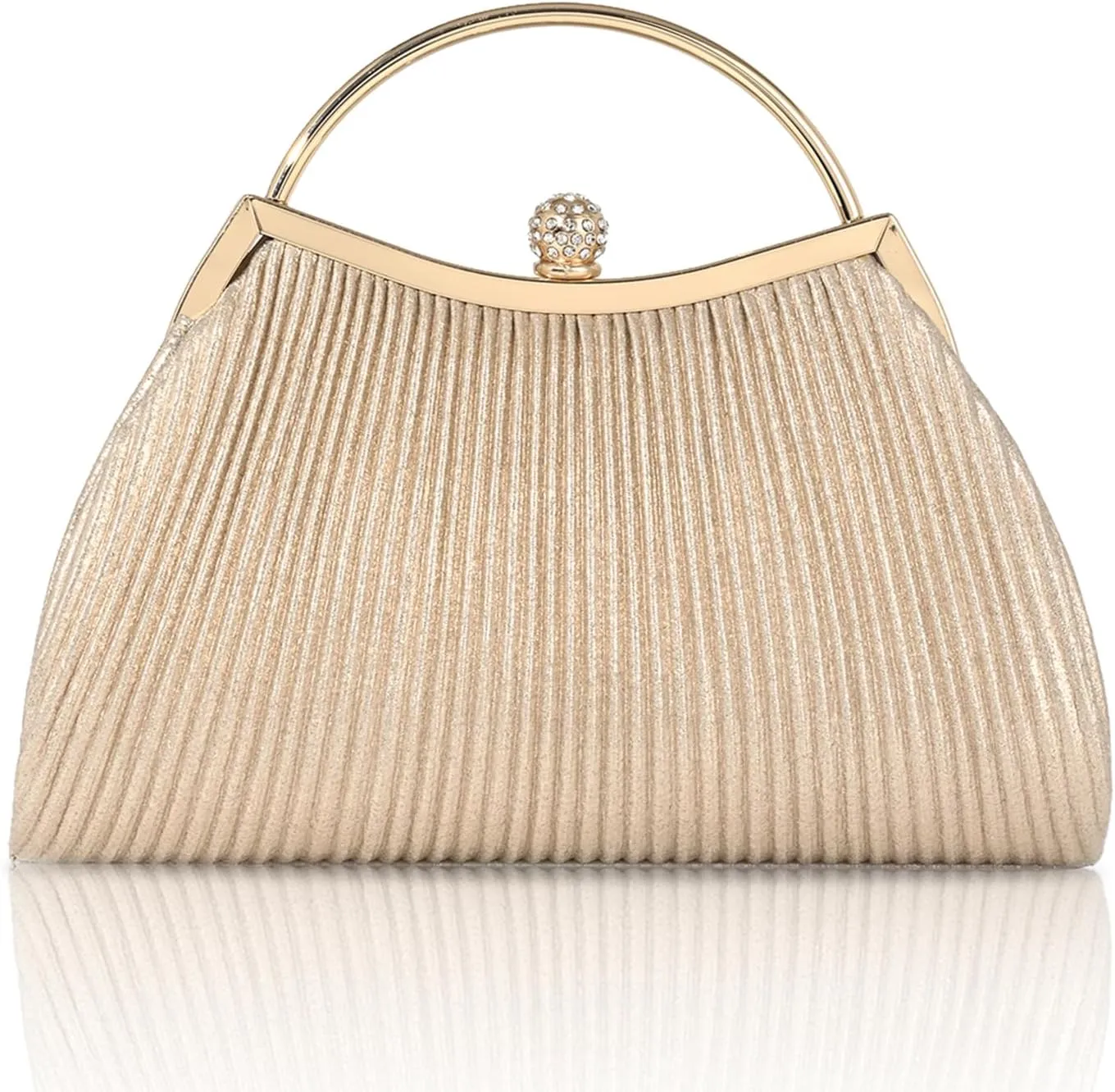Evening Bag for Women Sparkly Handbag with Chain, Women's Shoulder Bag Pleated Clutch Purse for Wedding, Prom, Party