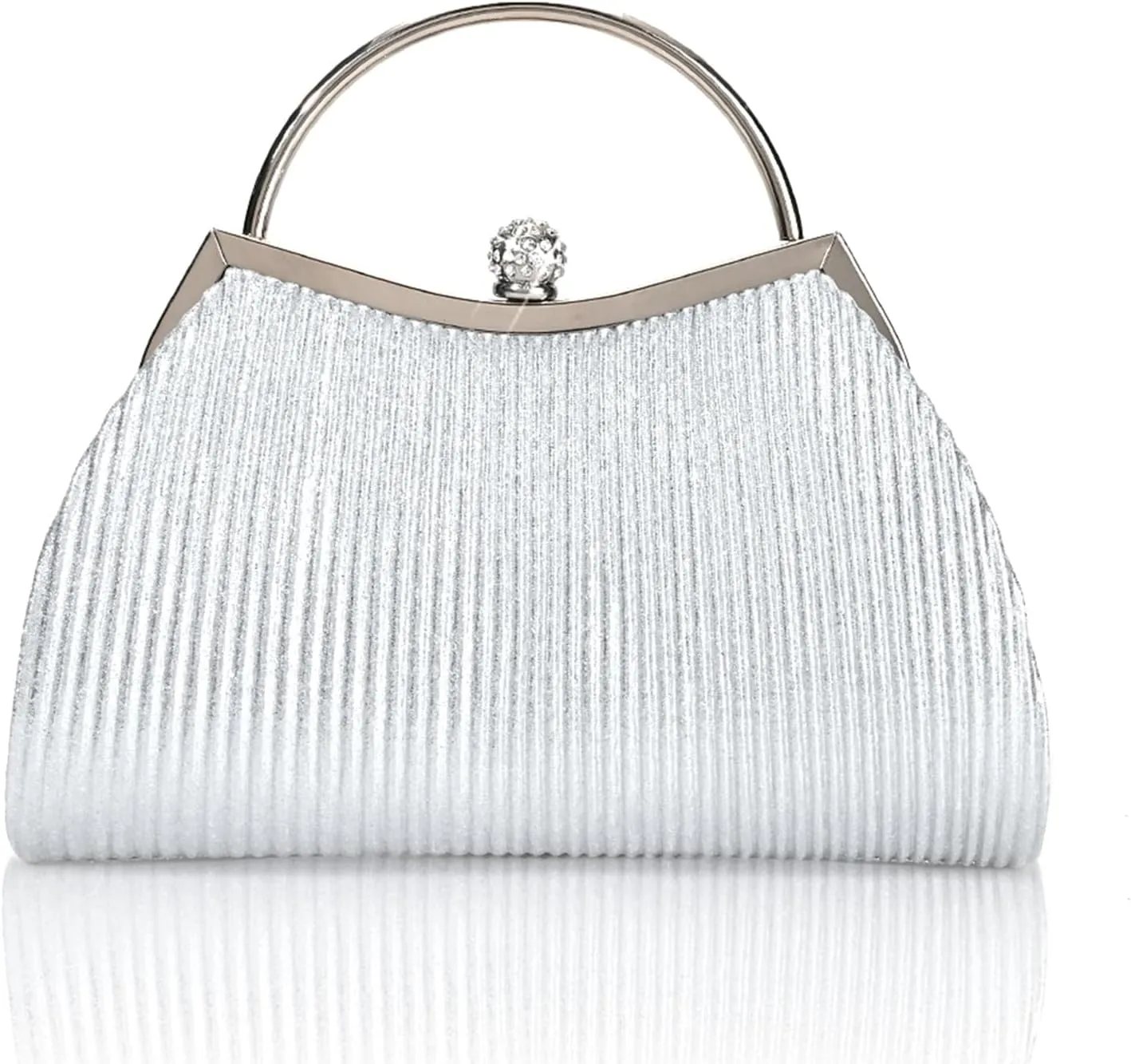 Evening Bag for Women Sparkly Handbag with Chain, Women's Shoulder Bag Pleated Clutch Purse for Wedding, Prom, Party