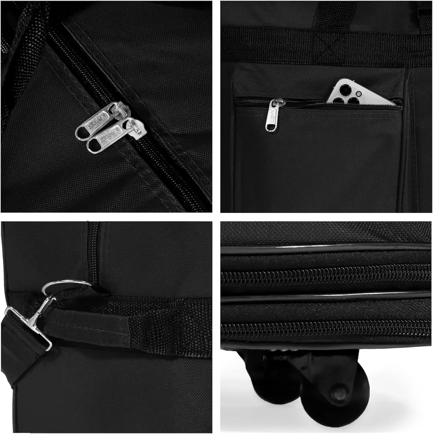 Expandable Lightweight Duffle Bag (40"") Rolling wheeled Spinner Suitcase Luggage for Travel and Storage (Blue Trim), BLK1PK40