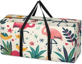 Extra Large Moving Bags Cartoon Flamingos Storage Bags with Handles and Zippers Large Packing Bags for Space Saving Storage Totes Moving Supplies