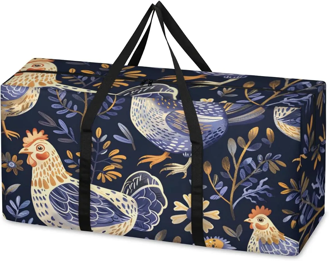 Extra Large Moving Bags Chicken Print Storage Bags with Handles and Zippers Large Packing Bags for Space Saving Storage Totes Moving Supplies