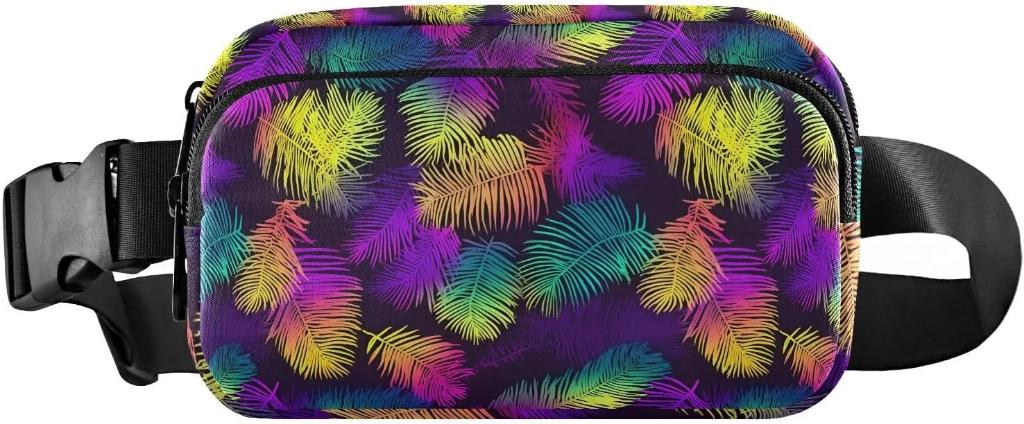 Fanny Pack Belt Bag for Women Beautiful Colorful Palm Leaves Fashion Crossbody Bag Waist Pack Sling Backpack with Adjustable Strap