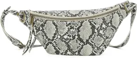 Fashion Waist Pack for Women Men Embossed Snakeskin Leather Fanny Pack Crossbody Bags Waist Belt Bag for Travel Hiking Cycling Beg Beige