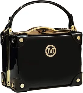 Fashion Women's Top Handle Satchel Handbags Leather Evening Bag Purses Small Hard Square Box Shoulder Bags