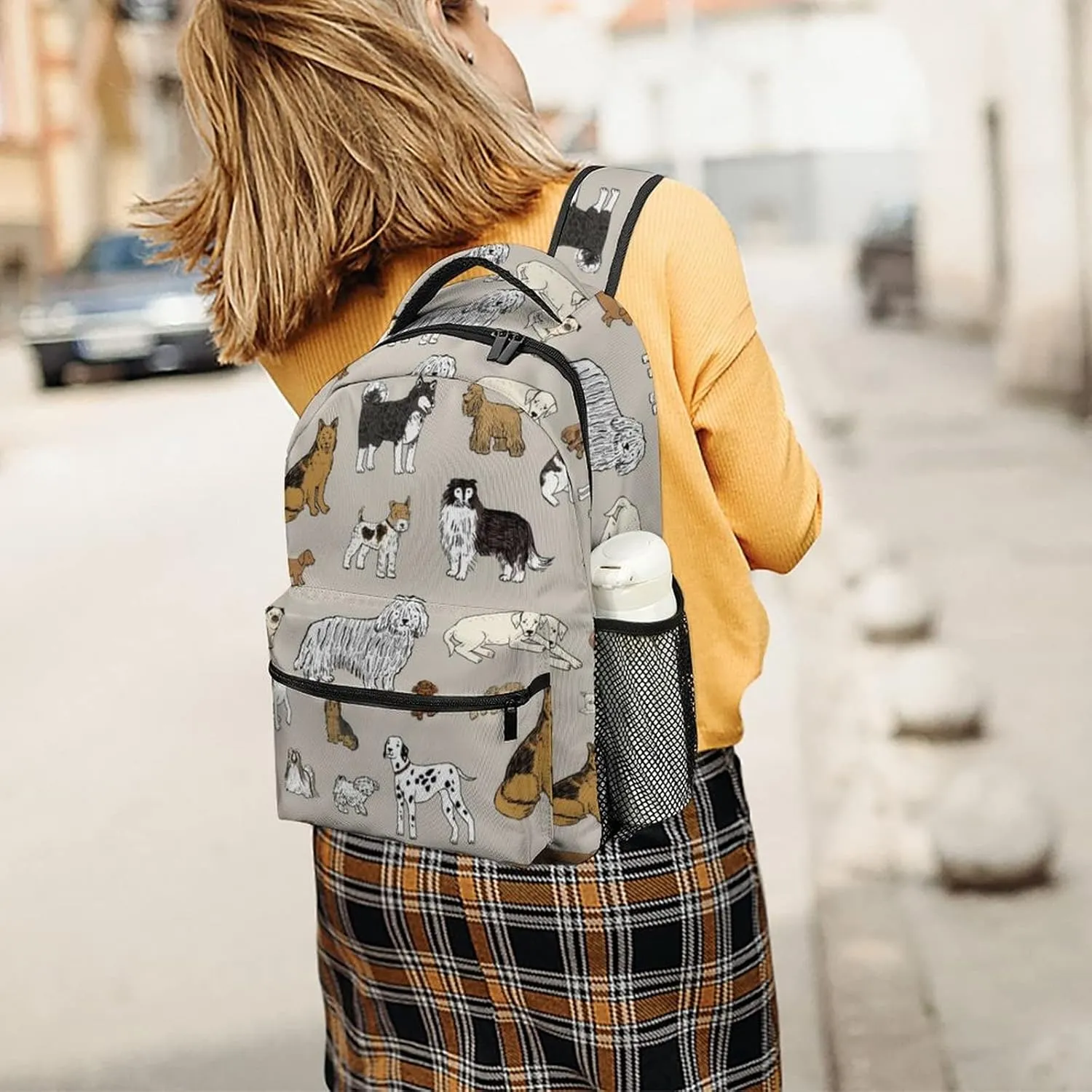 Fiokroo Cute Dogs Animal Backpack School Bag For Students Teens Men Women Laptop Backpacks Travel Daypack Bag With Multiple Pockets