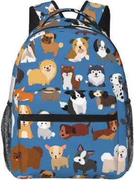 Fiokroo Cute Puppy Dogs Animal Backpack School Bag For Students Teens Men Women Laptop Backpacks Travel Daypack Bag With Multiple Pockets