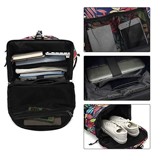 Floral Duffel Bag Backpack with Shoes Compartment for travel