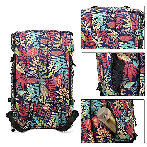 Floral Duffel Bag Backpack with Shoes Compartment for travel