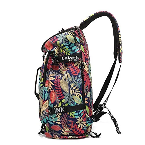 Floral Duffel Bag Backpack with Shoes Compartment for travel