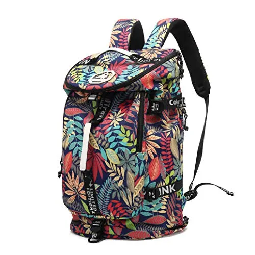 Floral Duffel Bag Backpack with Shoes Compartment for travel