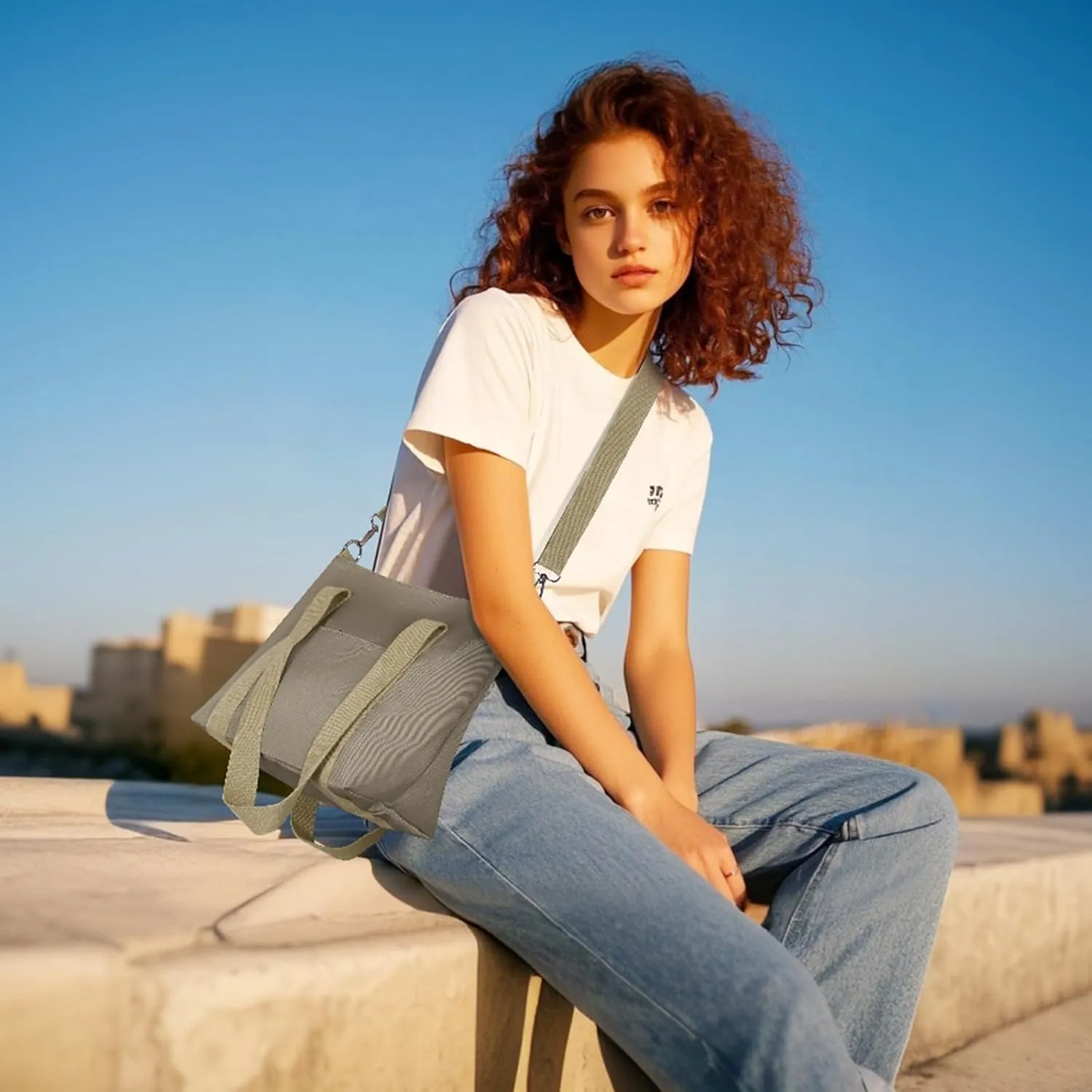 Geestock Small Tote Bag for Women with Zipper, Cute Casual Tote Purse Bag, Waterproof Top Handle Shoulder Crossbody Handbag